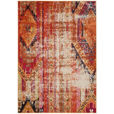 Safavieh 4 ft. x 5 ft.7 in. Monaco Power Loomed Small Rectangle Area Rug Orange & Multicolor MNC222H-4